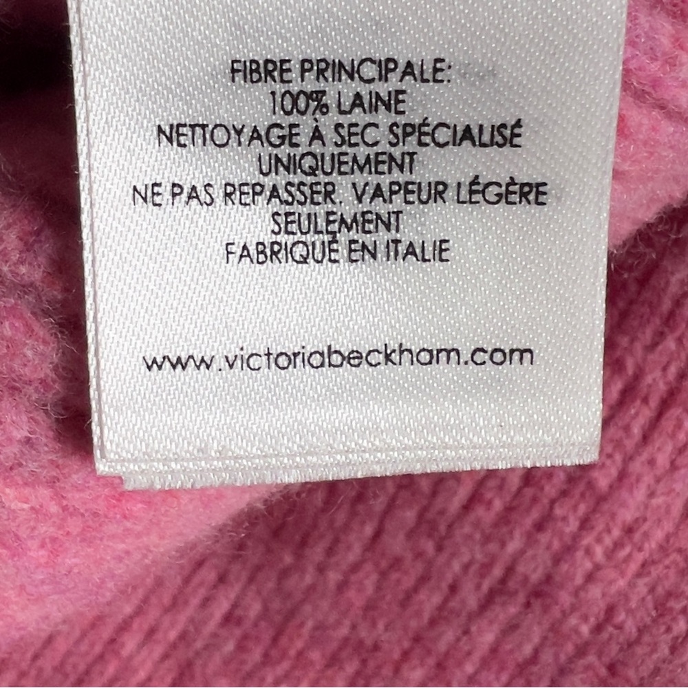 Victoria Beckham Belted Rib-Knit Wool‎ Cardigan Women's Size 2 Pink Sweater - Picture 6 of 11
